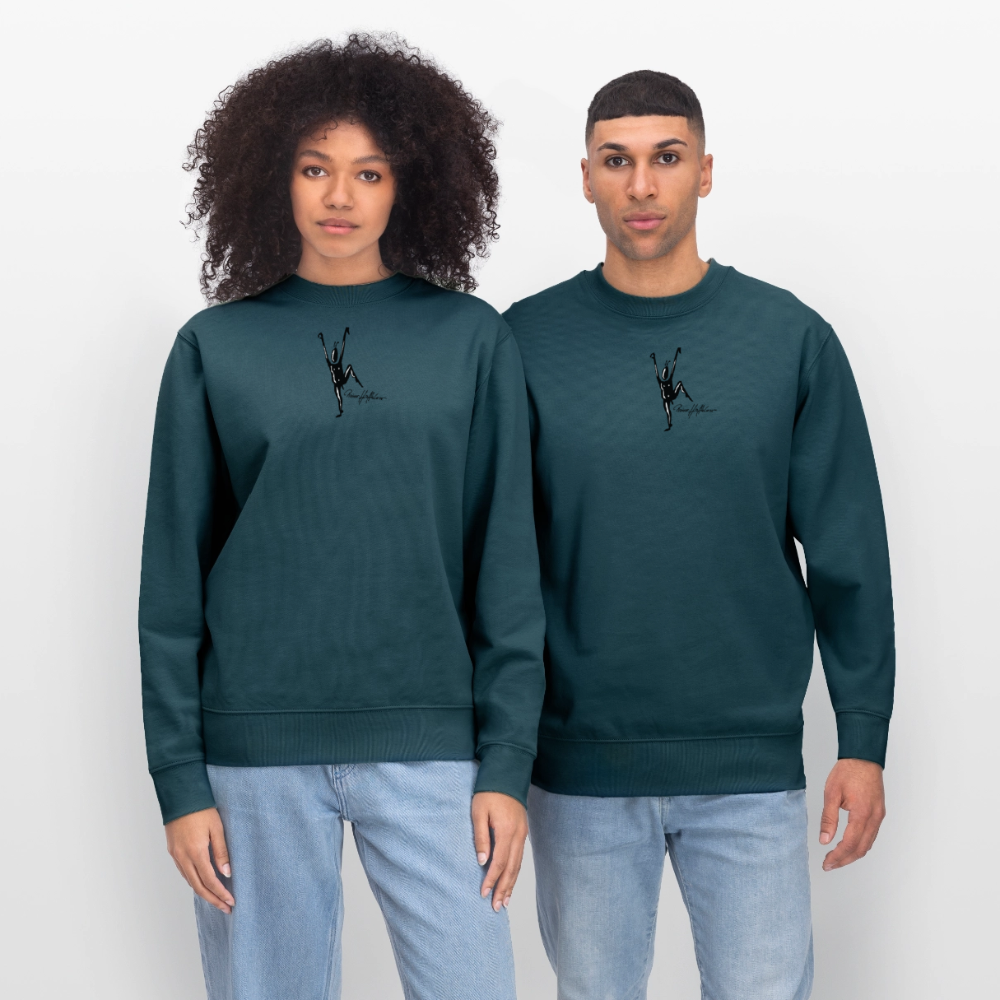 Unisex Bio-Sweatshirt mit TUSCHEMÄNNCHEN PRINT - Dunkles Petrol
