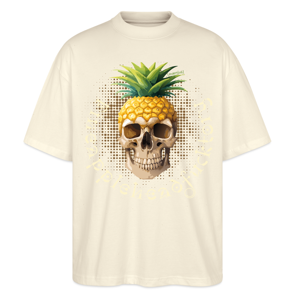 Oversized Unisex T-Shirt mit PINEAPPLE SKULL PRINT - Weißgrau