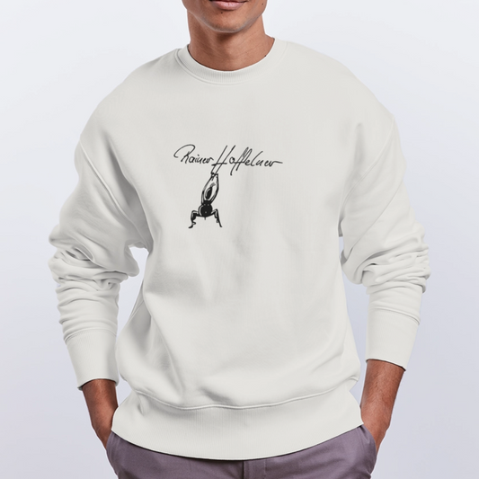 Unisex Oversize Bio Pullover mit TUSCHEMÄNNCHEN PRINT - OFF WHITE