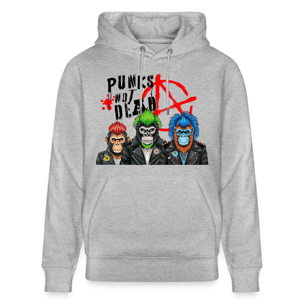 Unisex Hoodie mit PUNKS NOT DEAD PRINT - Grau meliert