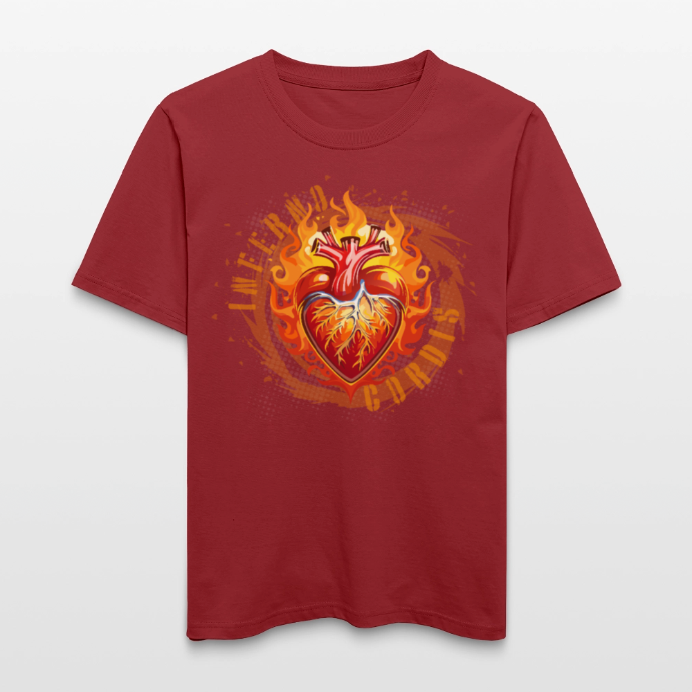 Unisex Bio-T-Shirt mit FEUERHERZ ORANGE PRINT - Erdrot