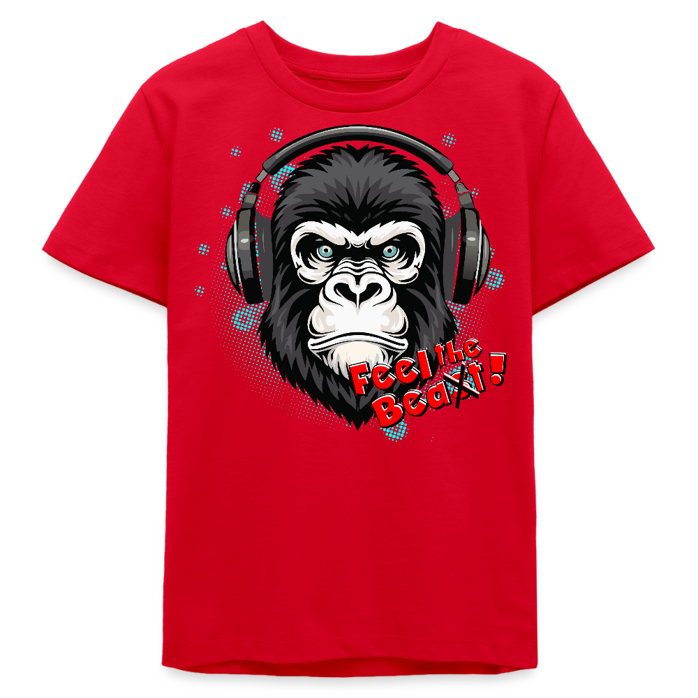 MNJS TEENS Bio T-Shirt mit FEEL THE BEA(S)T PRINT - Rot