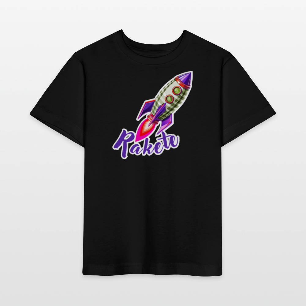 MNJS KIDS Bio T-Shirt mit RAKETE PRINT - Schwarz