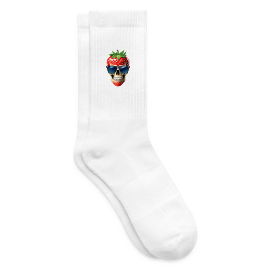Tennissocken mit ERDBEERSKULL Print - Weiß