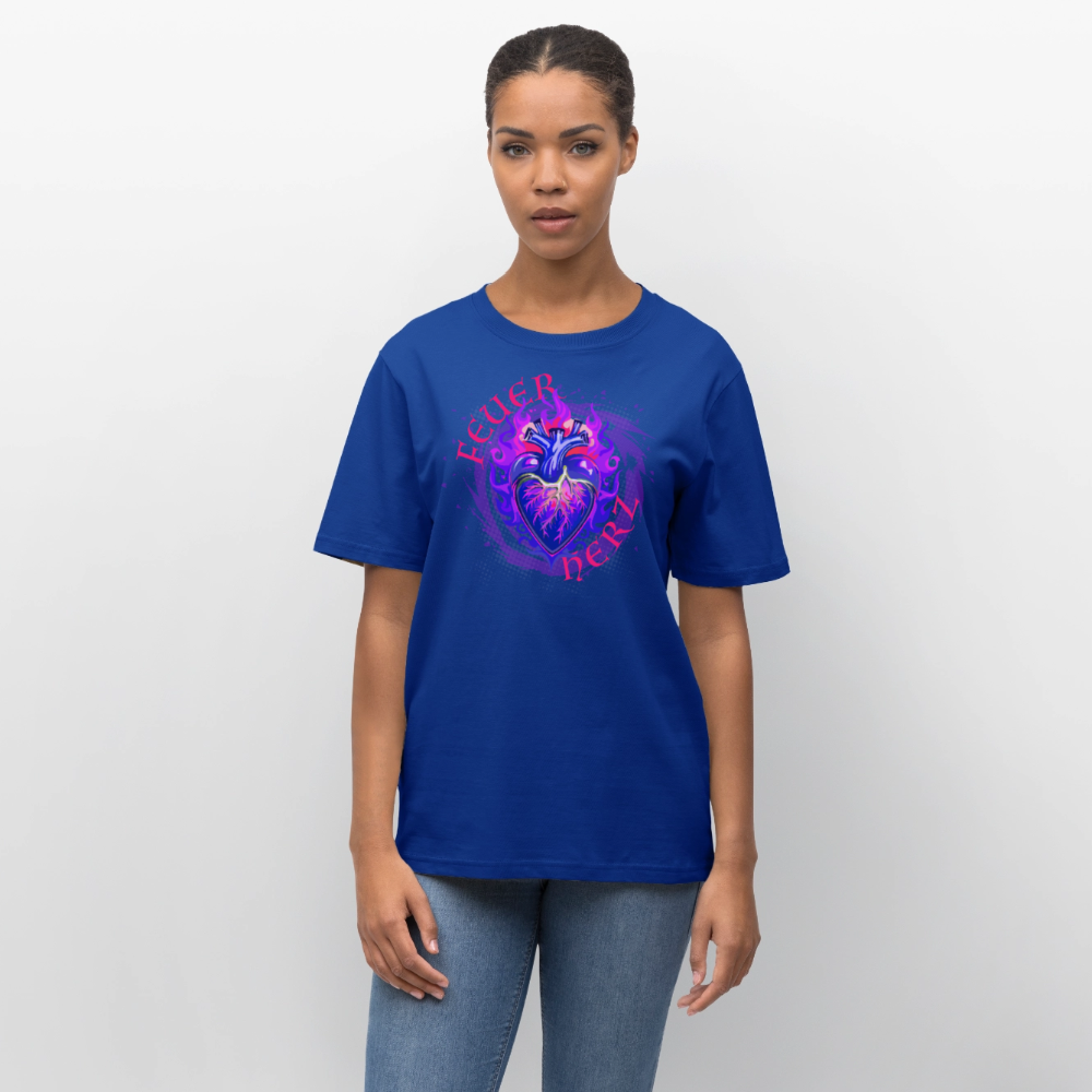 Unisex Bio-T-Shirt mit FEUERHERZ LILA PRINT - Dunkelblau