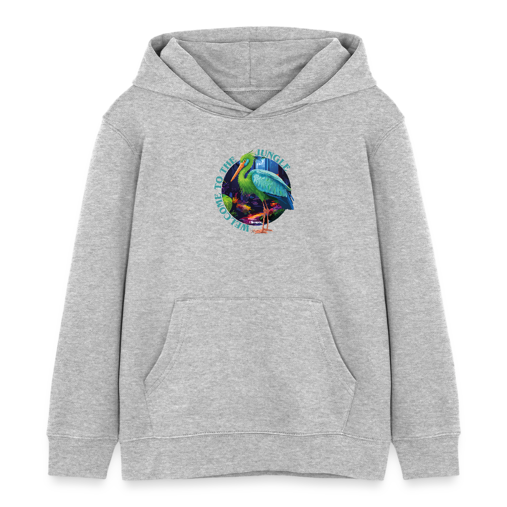 MNJS KIDS Bio-Hoodie mit WELCOME TO THE JUNGLE PRINT - Grau meliert