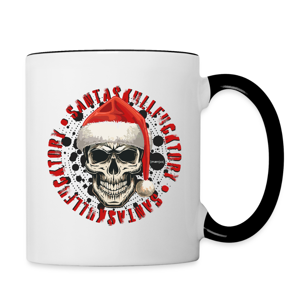Tasse zweifarbig mit SANTASKULL FUCKTORY PRINT - Weiß/Schwarz