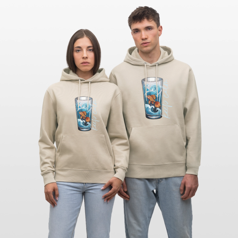 Unisex Bio-Hoodie mit KEEP CALM PRINT - Beige