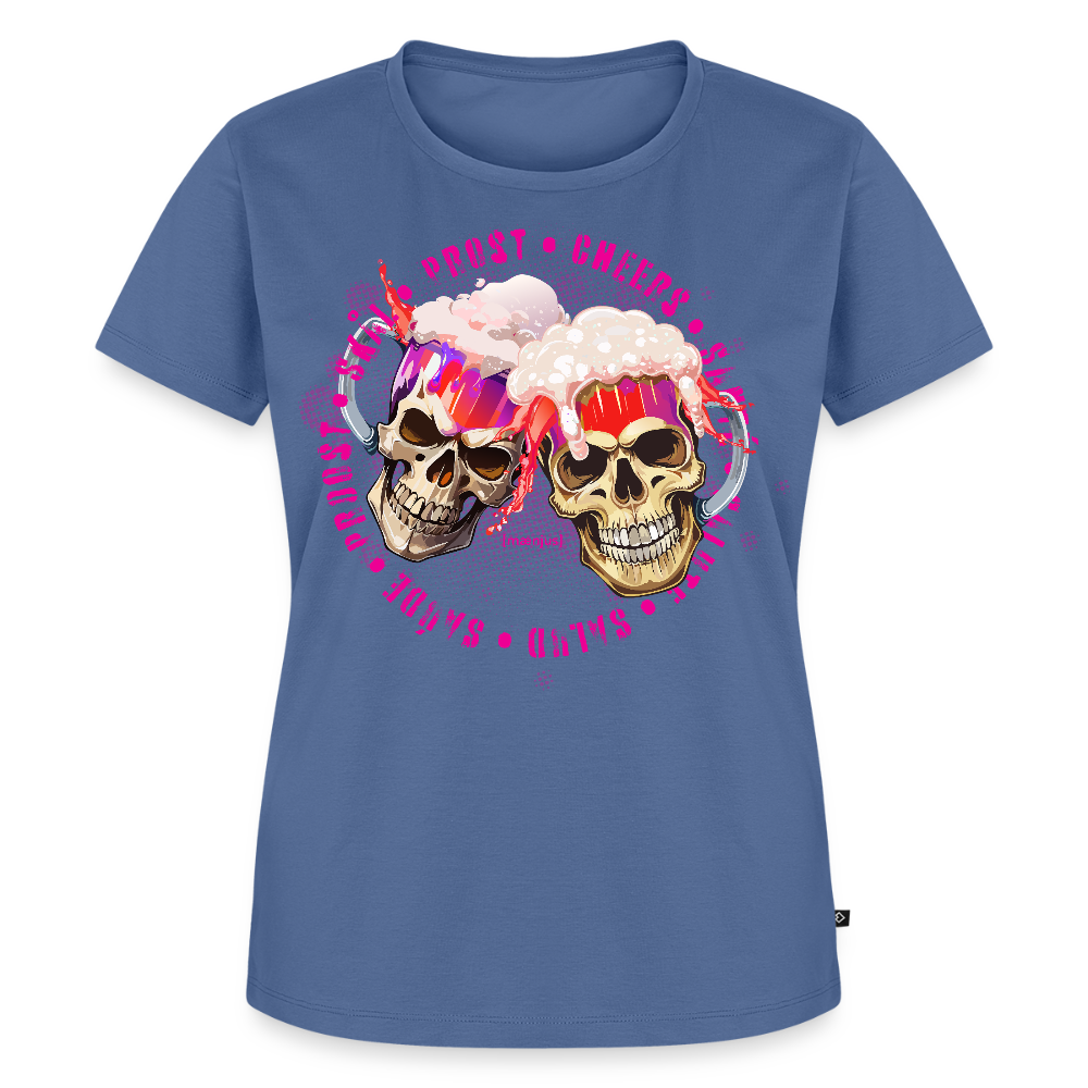 Frauen Premium T-Shirt mit OKTOBERFEST SKULL GIRL PRINT - Taubenblau