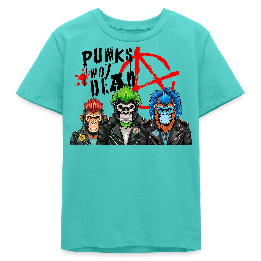 MNJS TEENS Bio T-Shirt mit PUNKS NOT DEAD PRINT - Poolblau