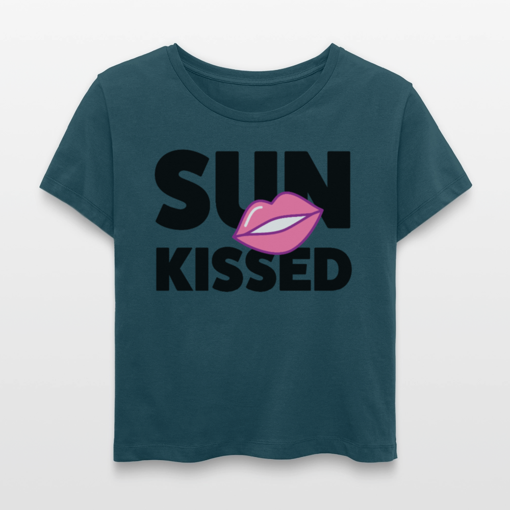 Frauen T-Shirt mit SUN KISSED PRINT - Dunkles Petrol