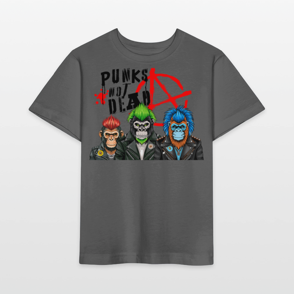 MNJS KIDS Bio T-Shirt mit PUNKS NOT DEAD PRINT - Anthrazit
