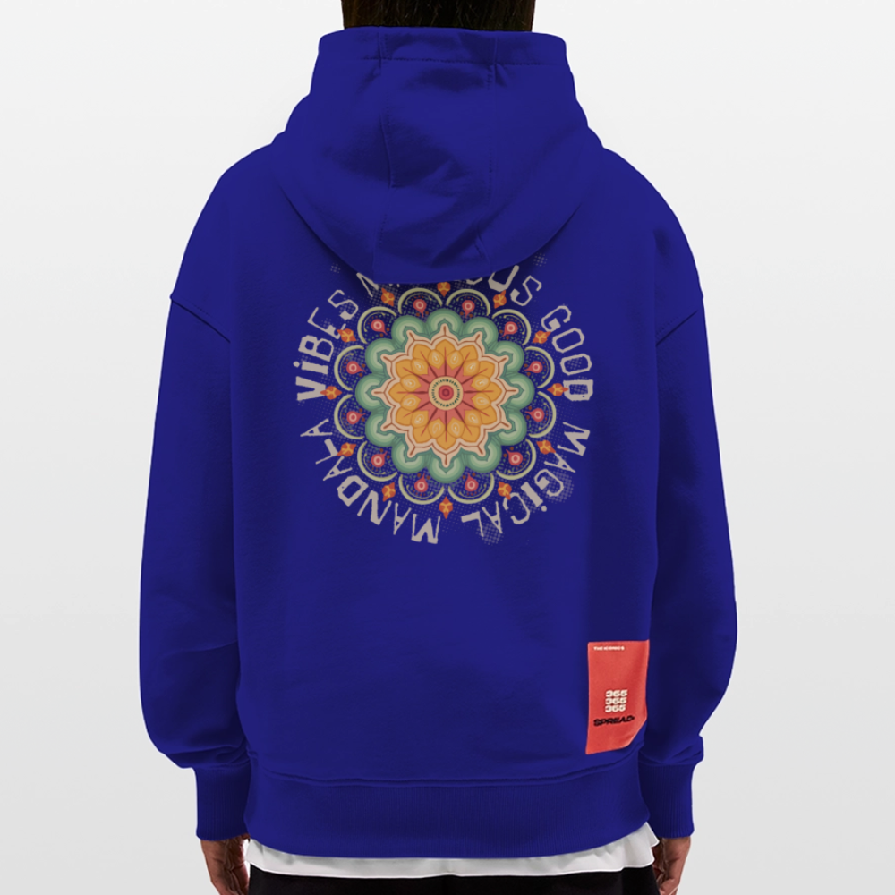 Heavyweight Oversized Organic Hoodie Made in EU mit Mandala Vibes Print - Iconic Blue