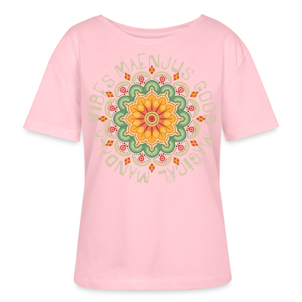 Rundhals Frauen Bio-T-Shirt mit Mandala Vibes PRINT - Hellrosa