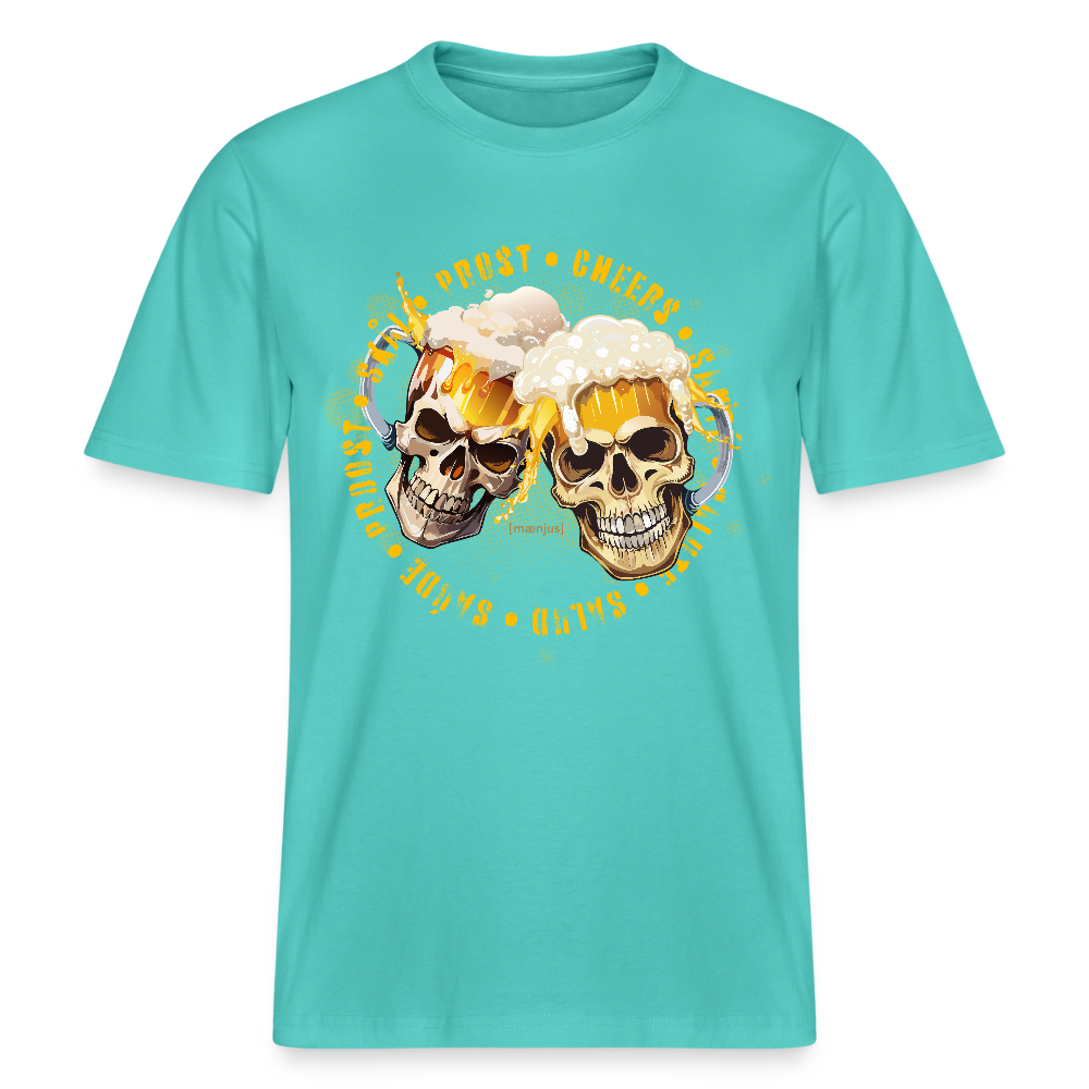 Unisex Bio-T-Shirt mit OKTOBERFEST SKULL BOY PRINT - Poolblau