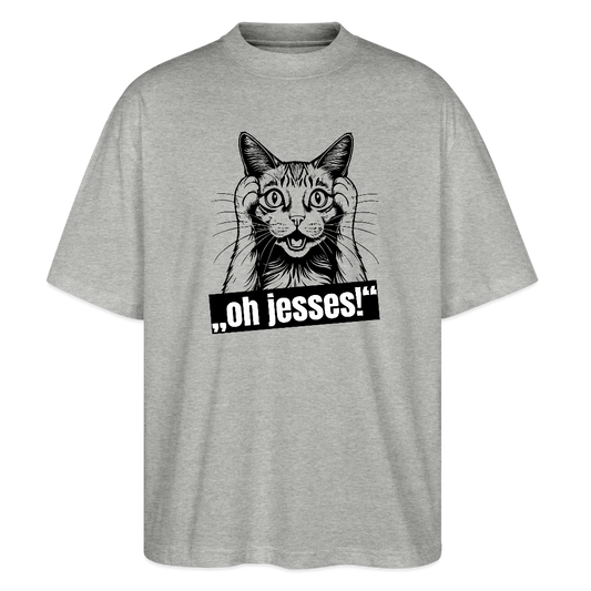 Oversized Unisex T-Shirt mit OH JESSES PRINT - Grau meliert