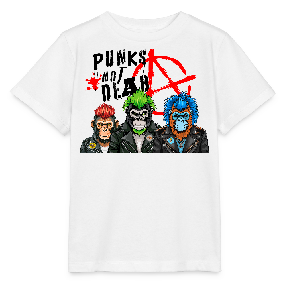MNJS KIDS Bio T-Shirt mit PUNKS NOT DEAD PRINT - Weiß