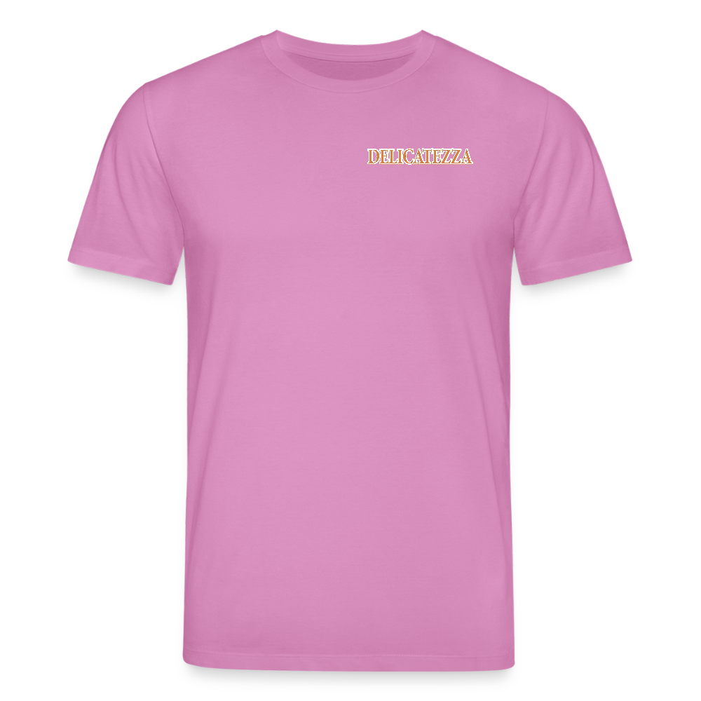 Unisex Bio-T-Shirt mit DELICATEZZA SARDINE PRINT Vorder- und Rückseite - Pink