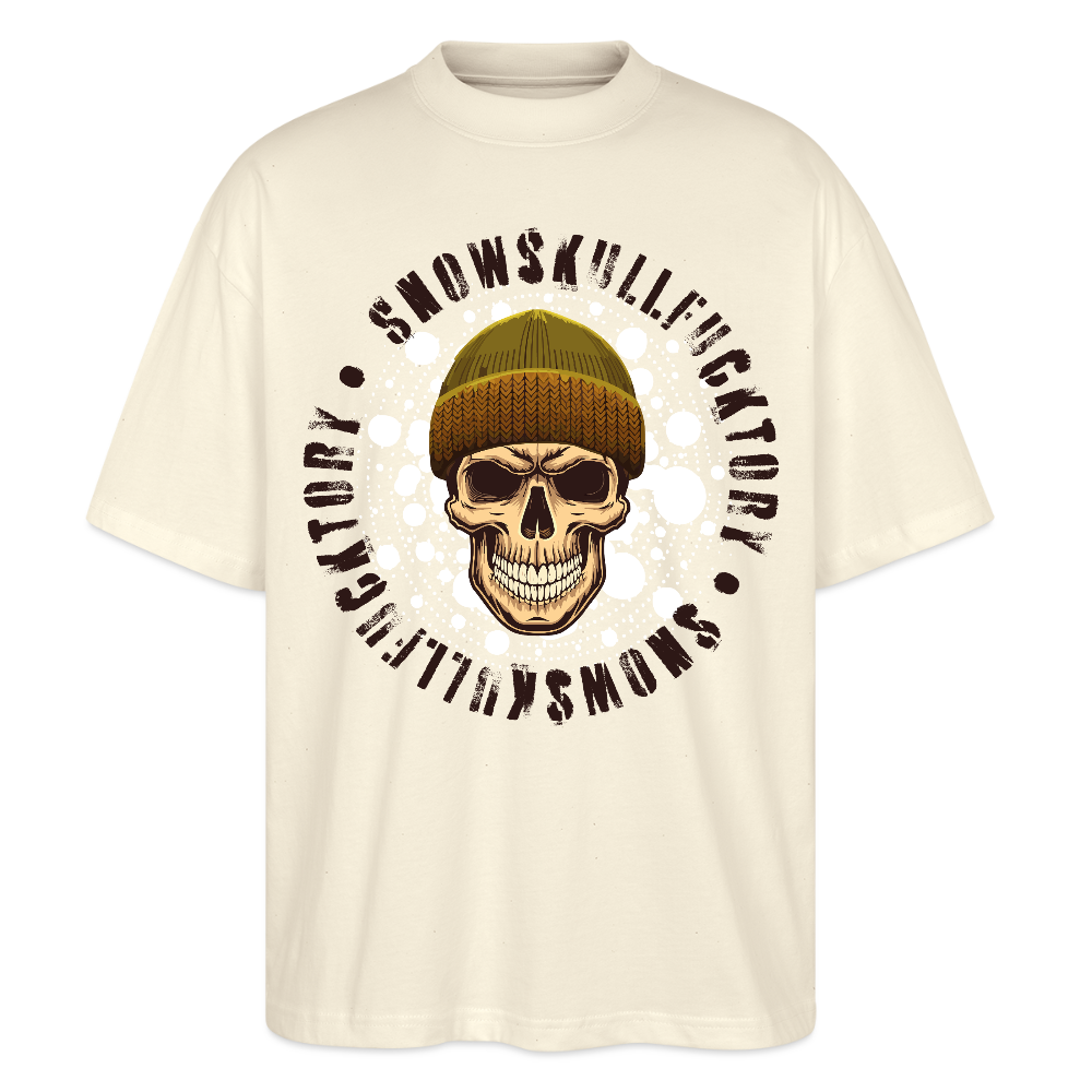 Oversized Unisex T-Shirt mit SNOWSKULL PRINT - Weißgrau