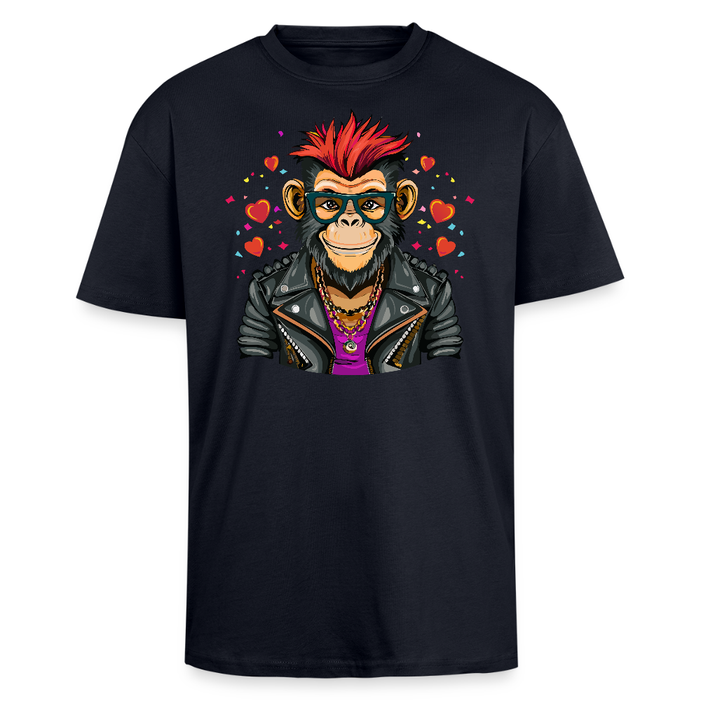 Heavy Oversize T-Shirt mit MONKEY IN LOVE PRINT - French Navy