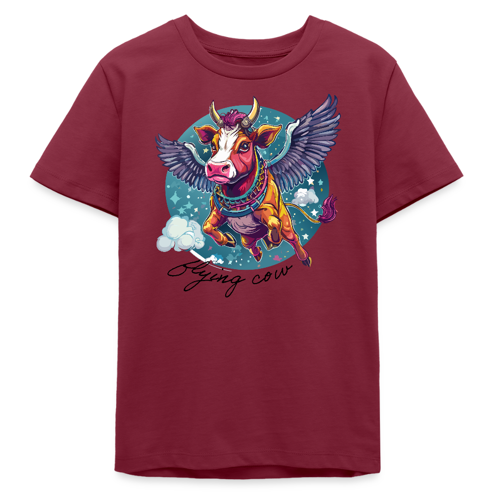 MNJS TEENS Bio T-Shirt mit FLYING COW PRINT - Burgunderrot