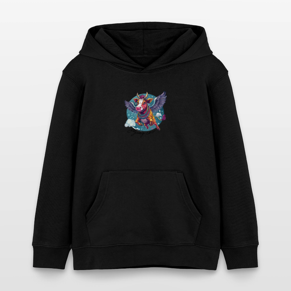 MNJS KIDS Bio-Hoodie mit FLYING COW PRINT - Schwarz