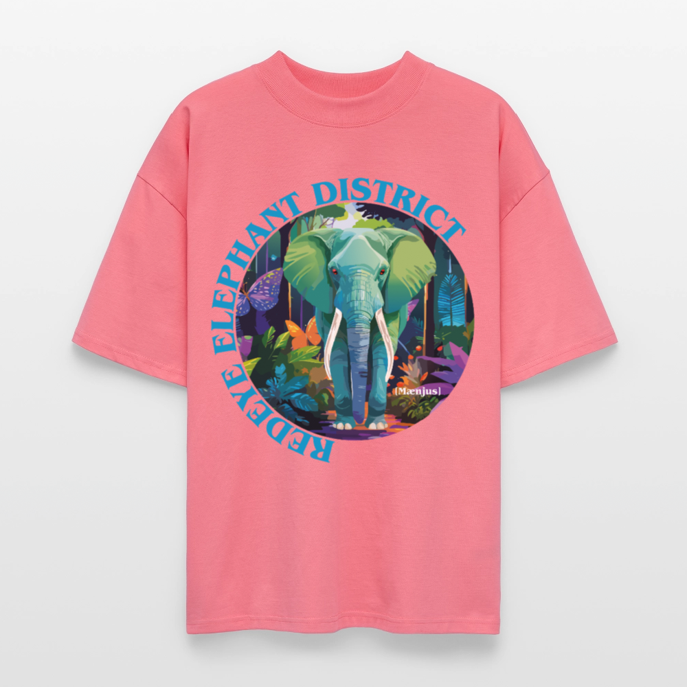 Oversized Unisex T-Shirt mit REDEYE ELEPHANT DISTRICT PRINT Vorderseite - Pink 