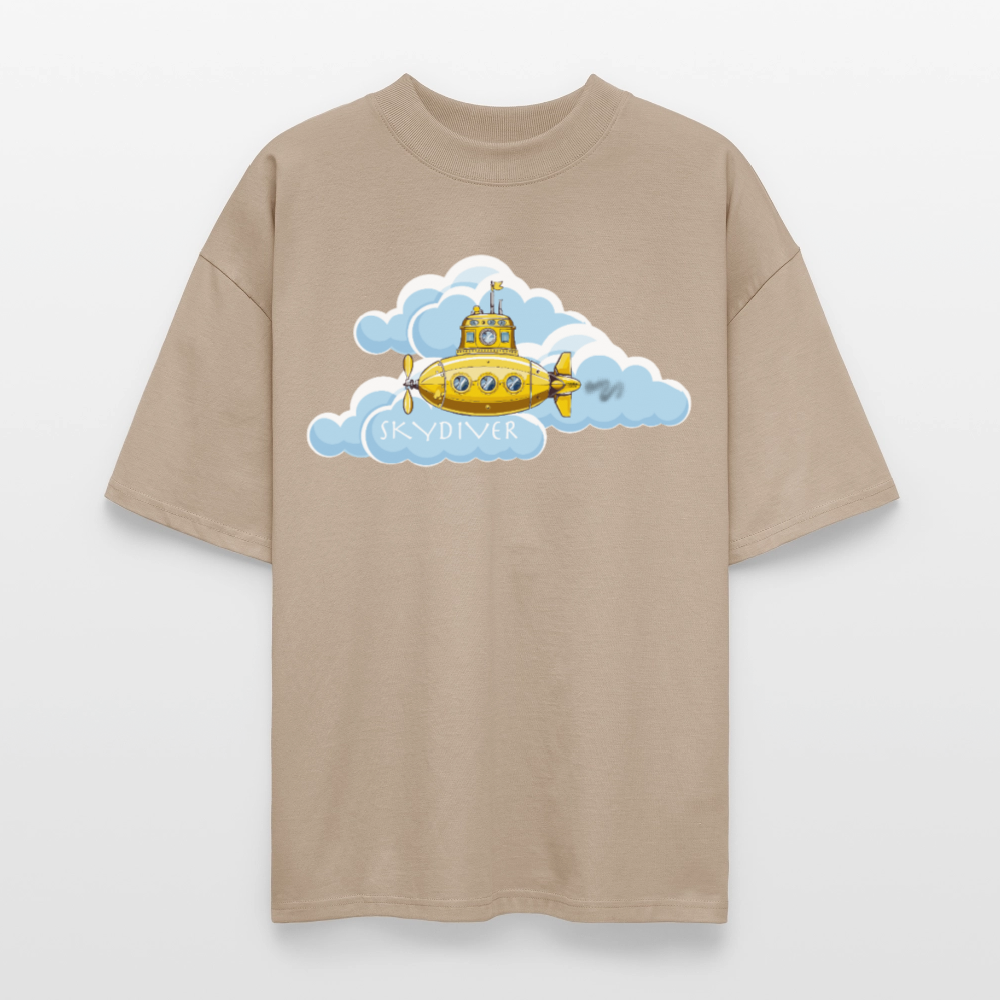 Oversized Unisex Bio T-Shirt mit SKYDIVER PRINT - Steingrau