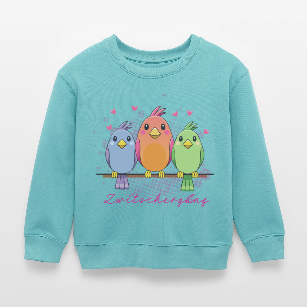 MNJS KIDS Mini Changer Bio Sweatshirt mit ZWITSCHERGÄNG PRINT - Pastelltürkis