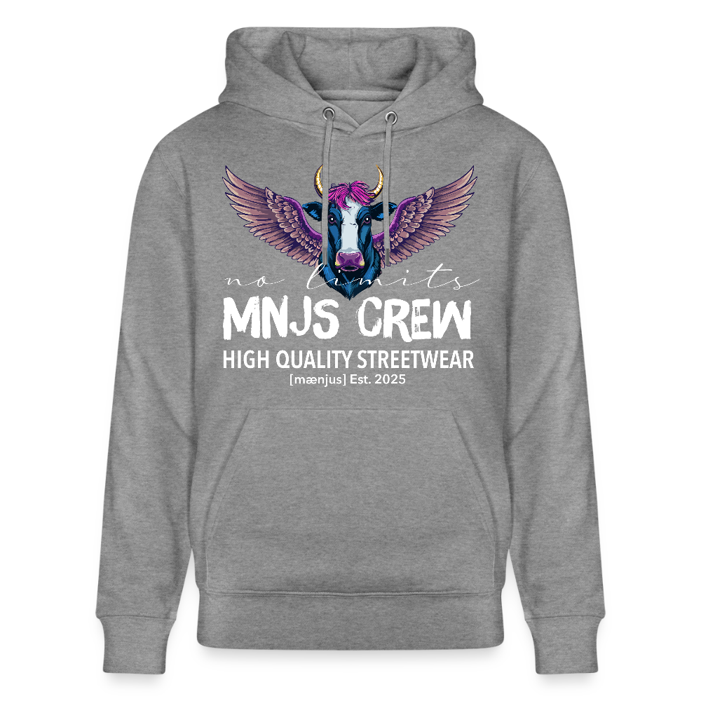 Unisex Bio-Hoodie mit MNJS CREW no limits PRINT - Hellgrau marmoriert
