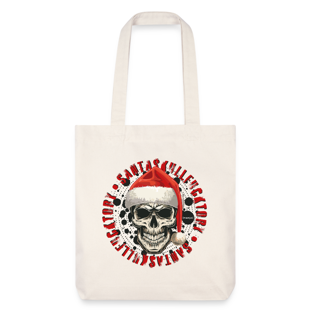 Recycelter Heavyweight Stoffbeutel mit SANTASKULL PRINT - Naturweiß