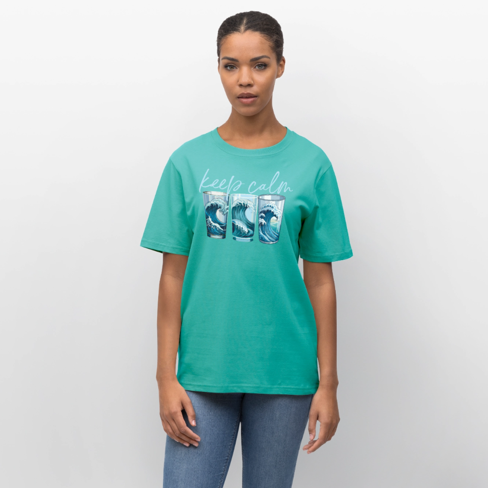 Unisex Bio-T-Shirt mit KEEP CALM PRINT - Poolblau