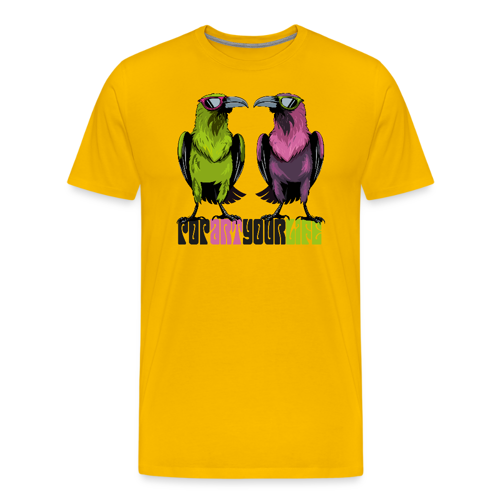 Männer Premium T-Shirt mit POPART YOUR LIFE PRINT - Sonnengelb