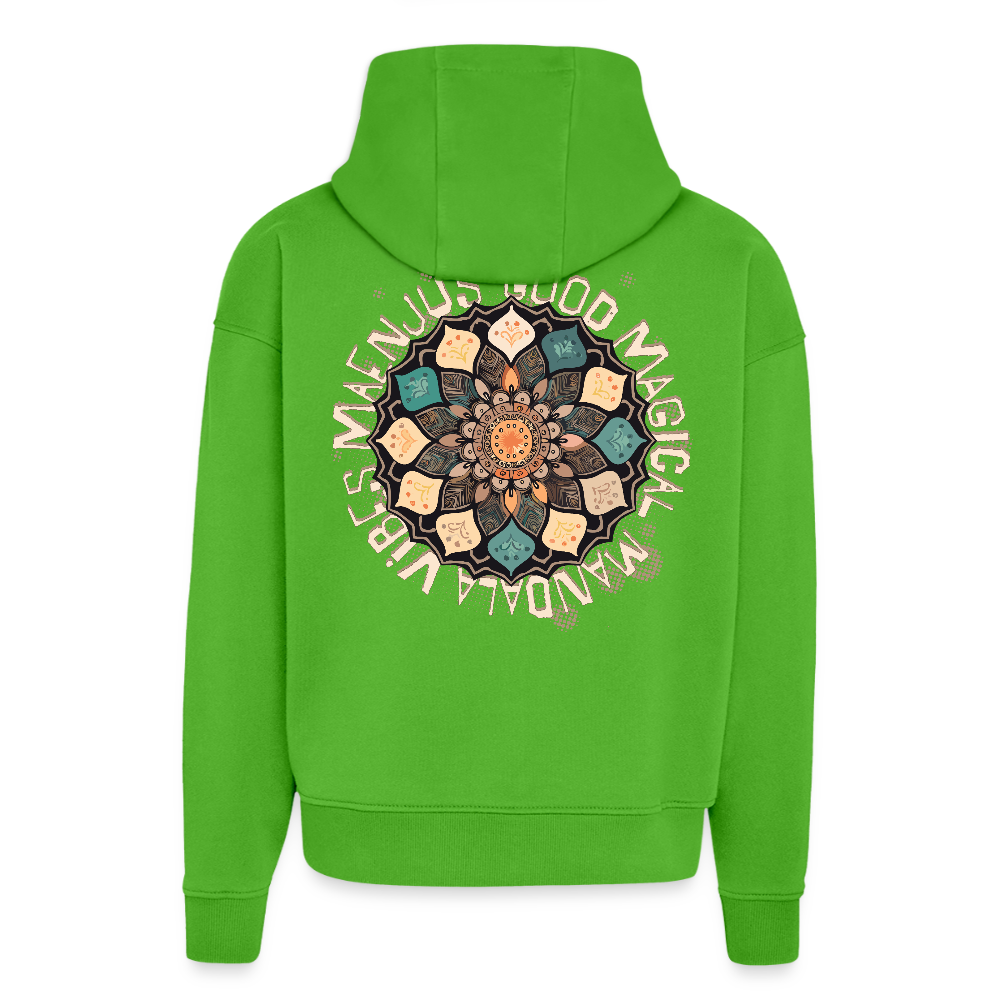Heavyweight Oversized Organic Hoodie Made in EU mit Mandala Vibes Print - Apple Neon