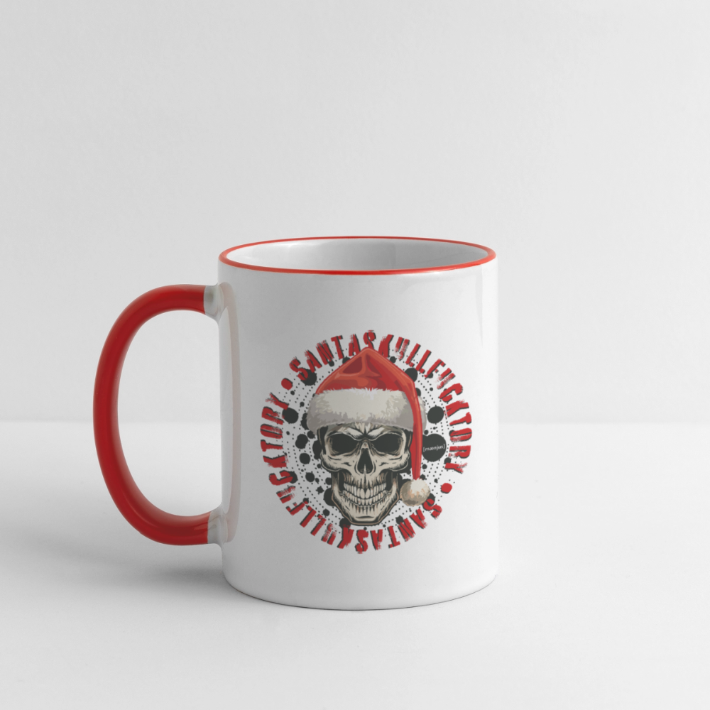 Tasse zweifarbig mit SANTASKULL FUCKTORY PRINT - Weiß/Rot