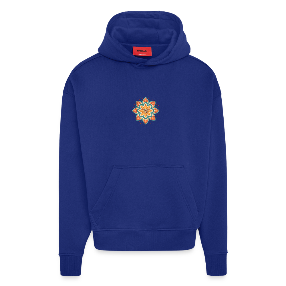 Heavyweight Oversized Organic Hoodie Made in EU mit Mandala Vibes Print - Iconic Blue