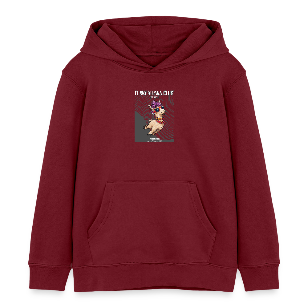 MNJS KIDS Bio-Hoodie mit FUNKY ALPAKA CLUB PRINT - Burgunderrot