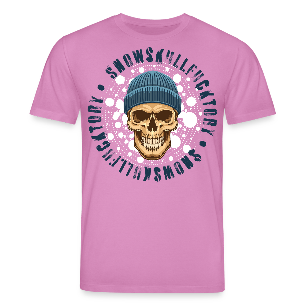 Unisex Bio-T-Shirt mit SNOWSKULL FUCKTORY PRINT Vorderseite - Pink