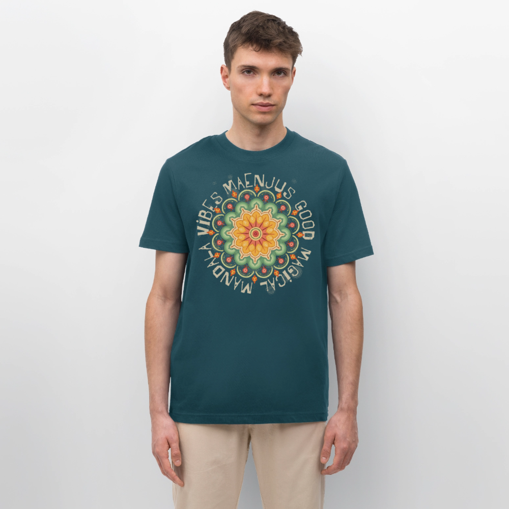 Unisex Bio-T-Shirt mit MANDALA VIBES PRINT - Dunkles Petrol