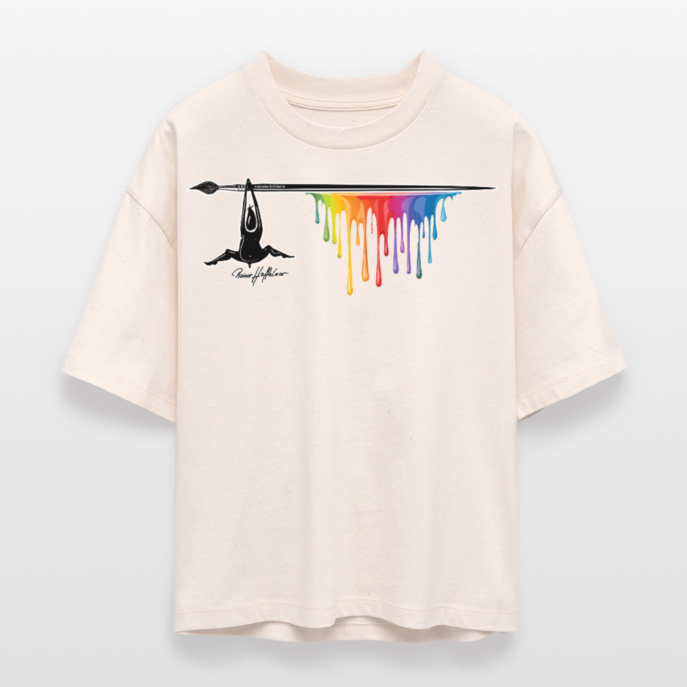 Frauen Boxy Bio-T-Shirt mit MÄNNLE PRINT - Weißgrau