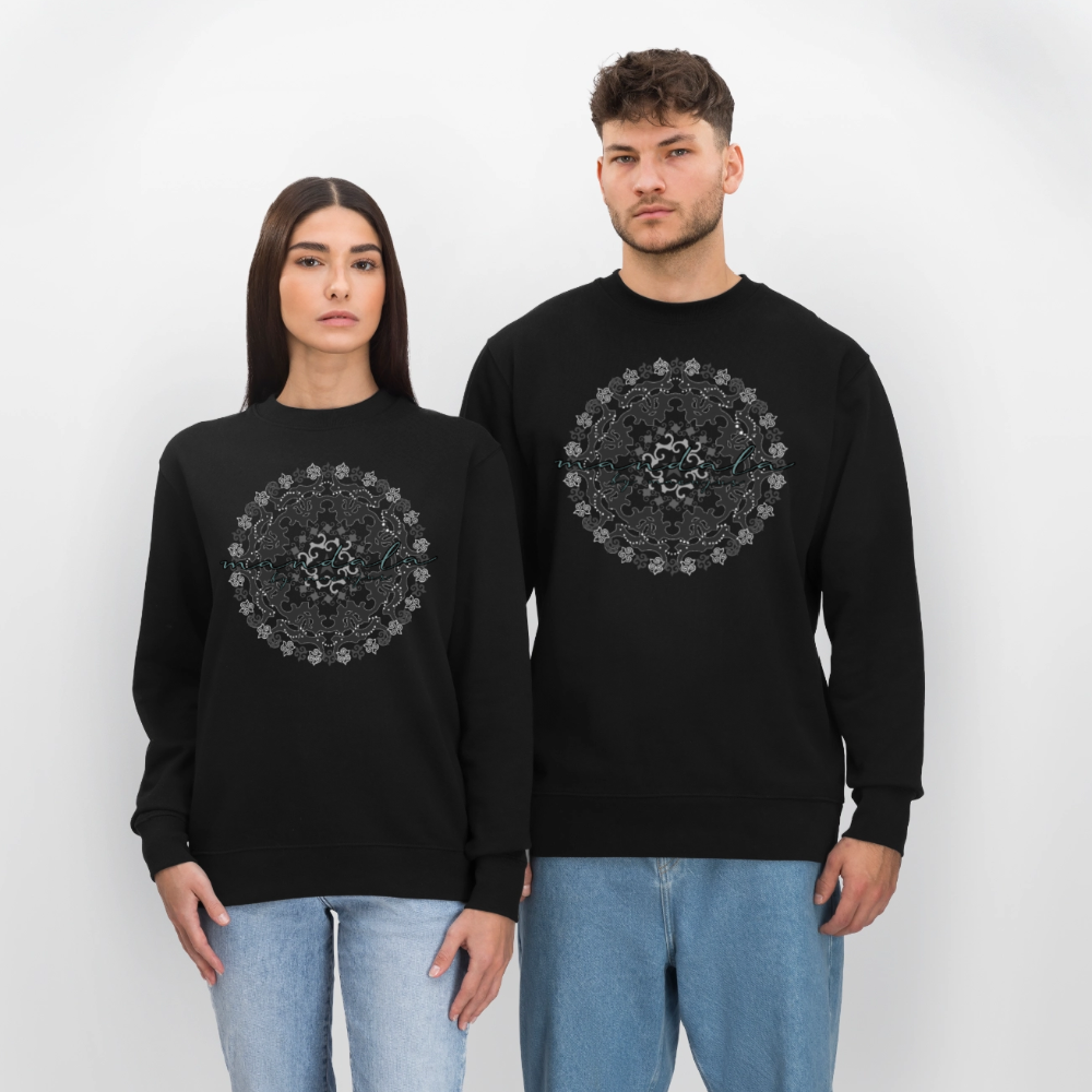Unisex Bio-Sweatshirt mit BLACK MANDALA PRINT - Schwarz