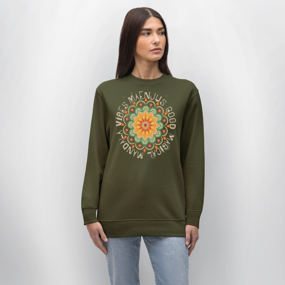 Unisex Bio-Sweatshirt mit MANDALA VIBES PRINT - Khaki