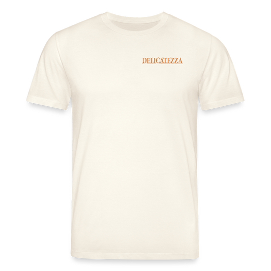 Unisex Bio-T-Shirt mit DELICATEZZA SARDINE PRINT Vorder- und Rückseite - Naturweiß 