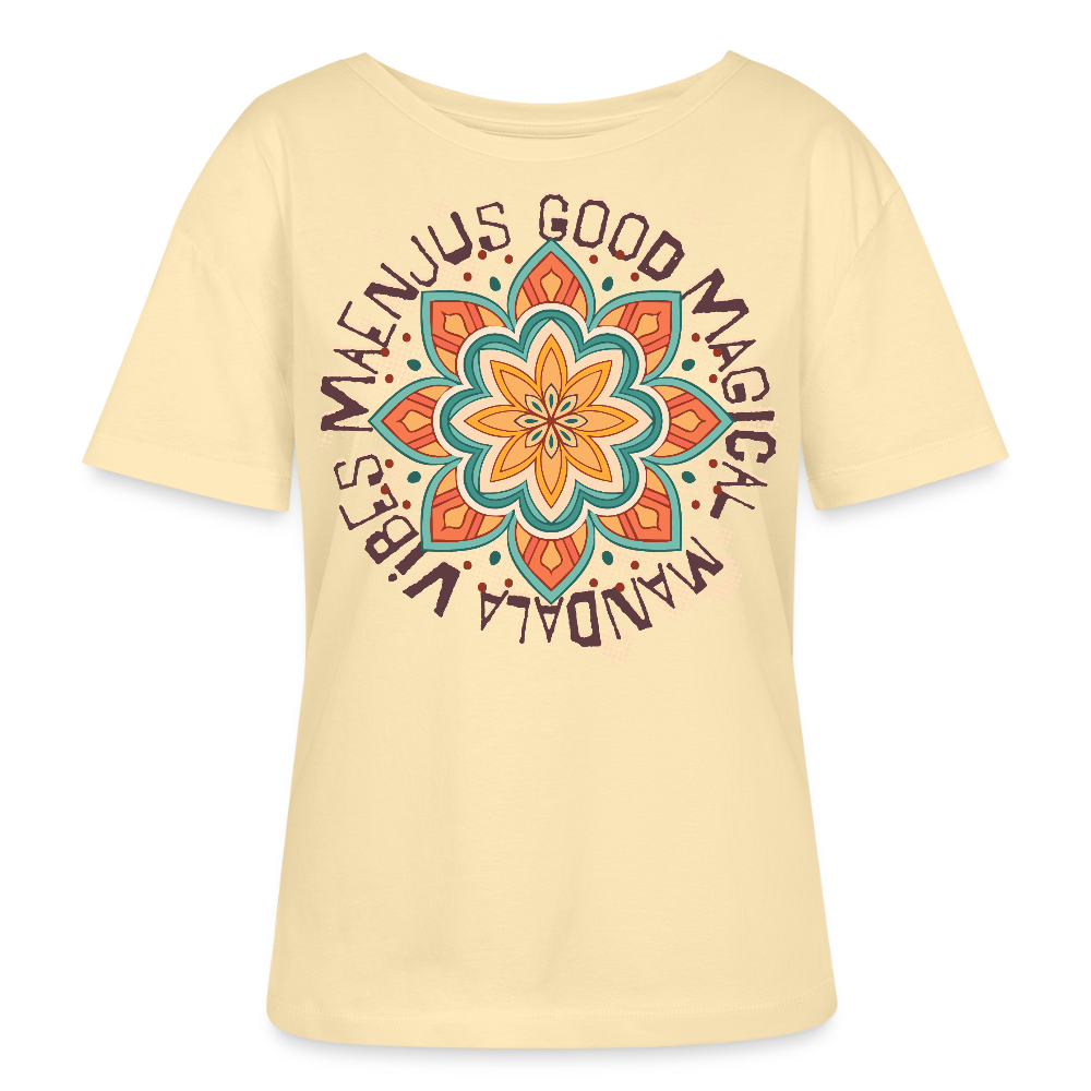 Rundhals Frauen Bio-T-Shirt mit Mandala Vibes PRINT - Creme