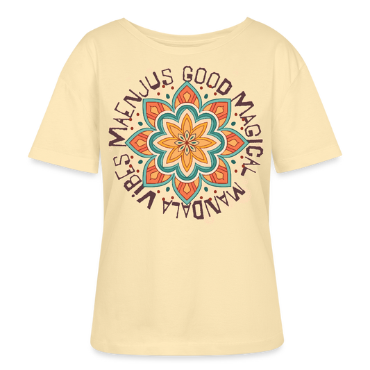 Rundhals Frauen Bio-T-Shirt mit Mandala Vibes PRINT - Creme