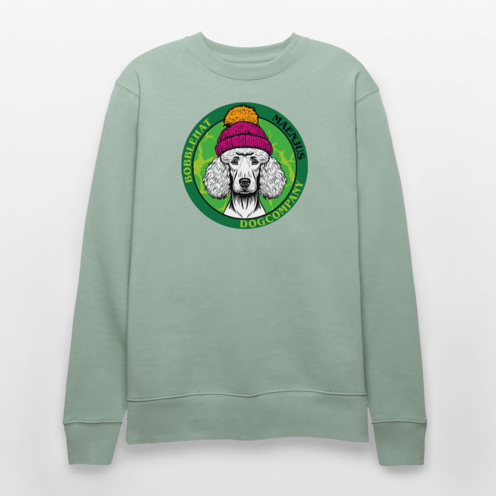 Unisex Bio-Sweatshirt mit BOBBLEHAT DOGCOMPANY PRINT - Helles Graugrün