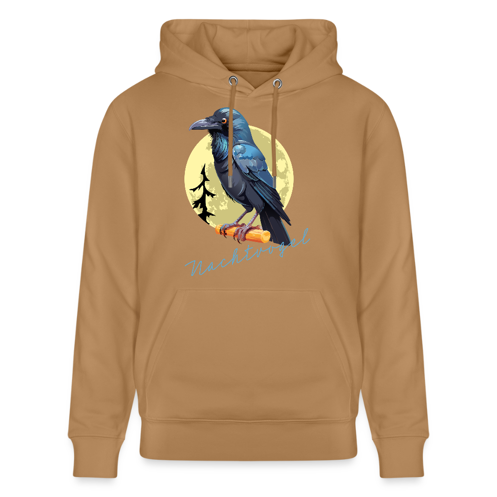 Unisex Hoodie mit NACHTVOGEL PRINT - Karamell 