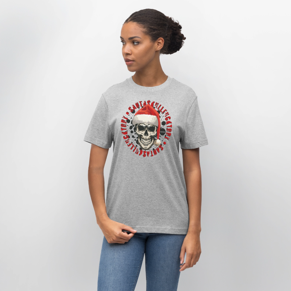 Unisex Bio-T-Shirt mit SANTASKULL FUCKTORY PRINT - Grau meliert