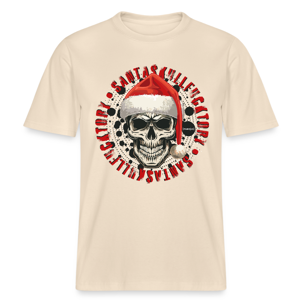 Unisex Bio-T-Shirt mit SANTASKULL FUCKTORY PRINT - Weißgrau