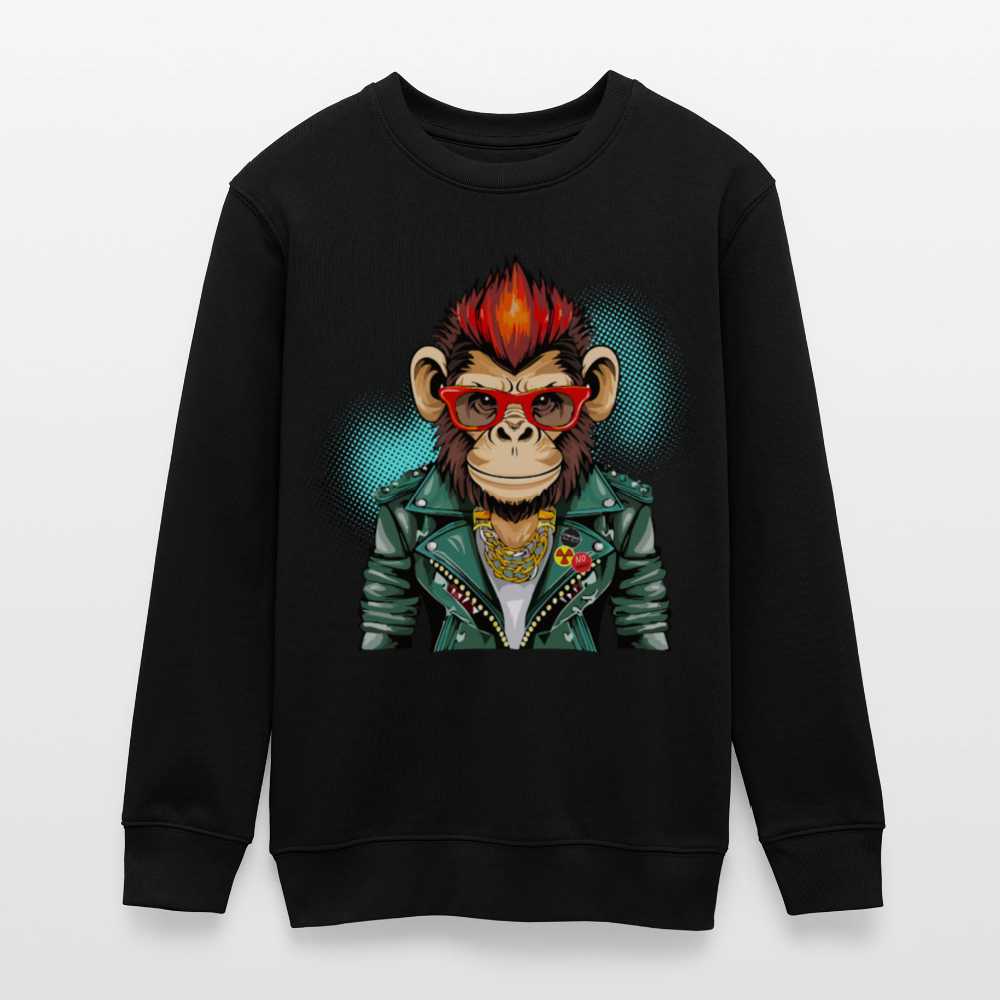 MNJS TEENS Bio Sweatshirt mit MONKEY PRINT - Schwarz